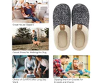 Women's Cozy Memory Foam Slippers Fuzzy Wool-Like Plush Fleece Lined House Shoes w/Indoor, Outdoor Anti-Skid Rubber Sole - Black/Grey