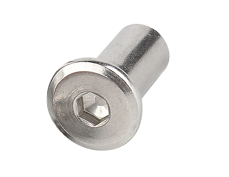Stainless steel lock nut–M6 hexagon internal thread, flat head cylindrical nut, wooden furniture rivet nut