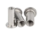 Stainless steel lock nut–M6 hexagon internal thread, flat head cylindrical nut, wooden furniture rivet nut