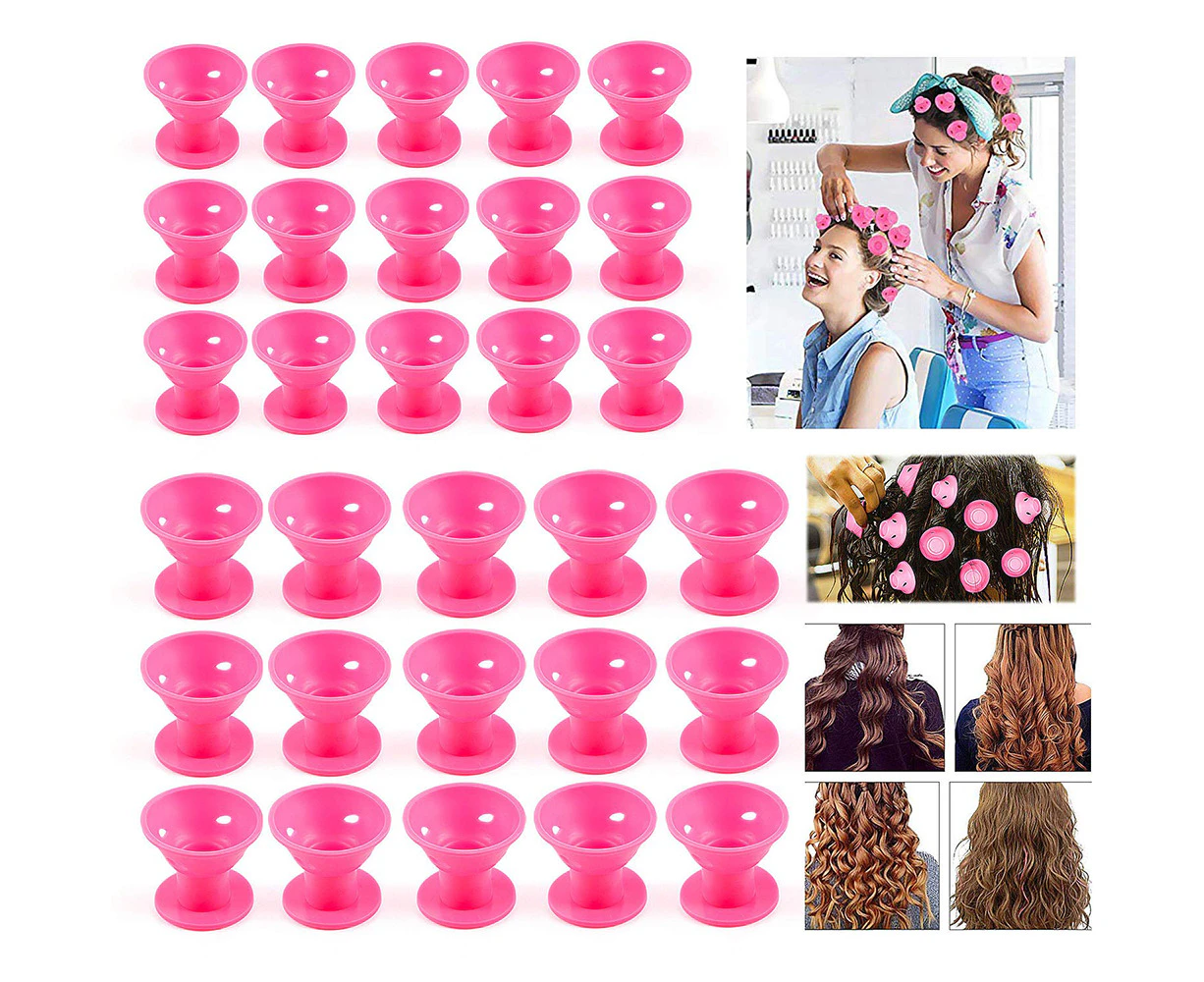 Overnight Hair Curlers, 30 Pcs Silicone Hair Curlers, Hair Curlers No Heat, Silicone Magic DIY Rollers Hair Styling