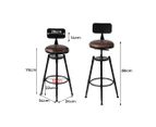 2x Industrial Bar Stools Kitchen Stool Pu Leather Barstools Chairs