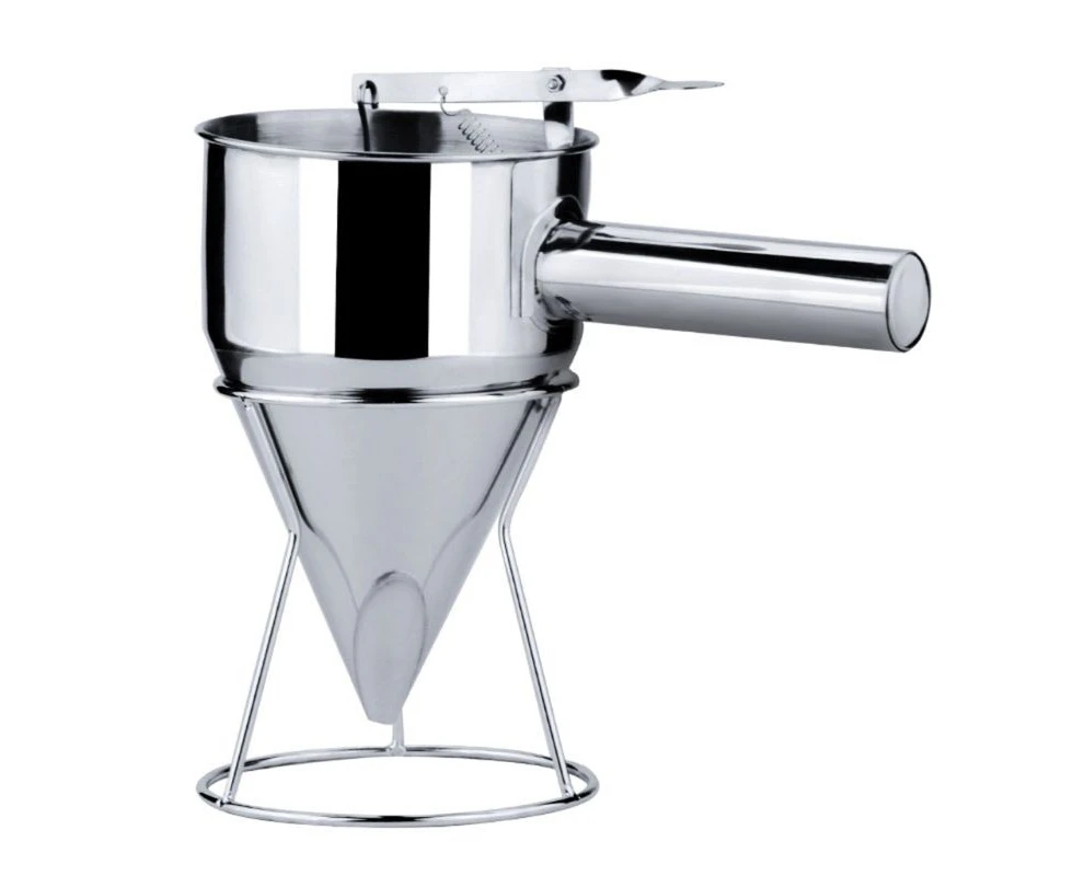 Stainless Steel Belt Funnel Pancake Batter Dispenser with Handle and Frame Rack Cupcake Batter Mixer Maker Funnel