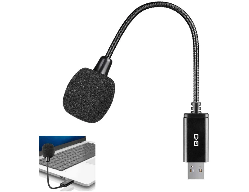 Mini USB Microphone for Laptop and Desktop Computer, with Gooseneck & Universal USB Sound Card