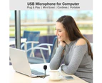Mini USB Microphone for Laptop and Desktop Computer, with Gooseneck & Universal USB Sound Card