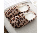 1 Pair Slippers Soft Bottom Leopard-print Plush Comfortable to Wear Warm Slippers for Daily Life