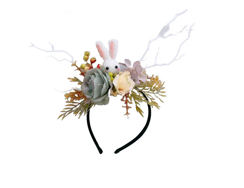 Easter Bunny Flower Headband Decoration Cute Rabbit Headband Fairy Cosplay Wreath Crown Floral Wedding