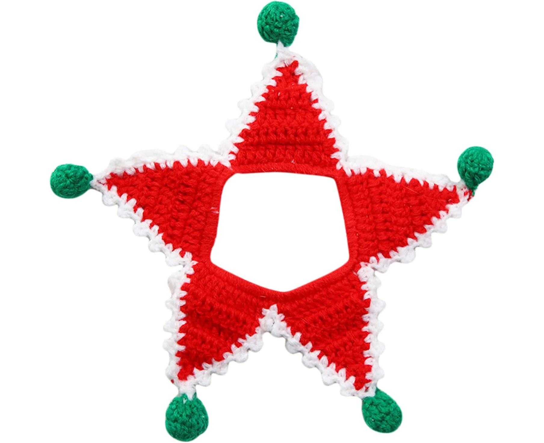 Christmas Five-pointed Star Dog Bandanas Animal Pet Scarf Hand Knitted Christmas Scarf Cat Dog Collar Pet Gift,Red S