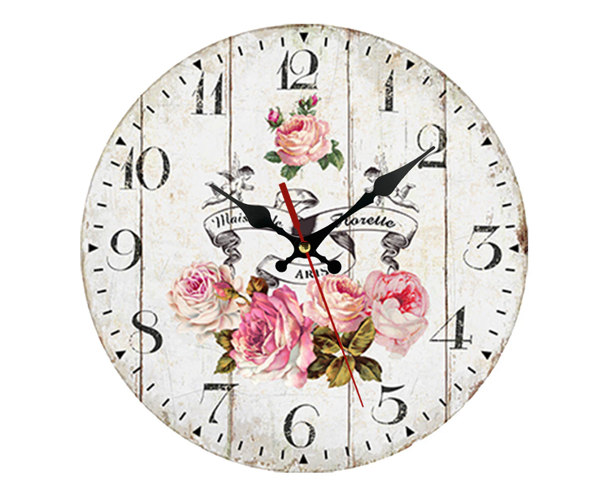 12-inch clock, living room wall clock, antique wall clock, simple wooden wall clock CQ434-8