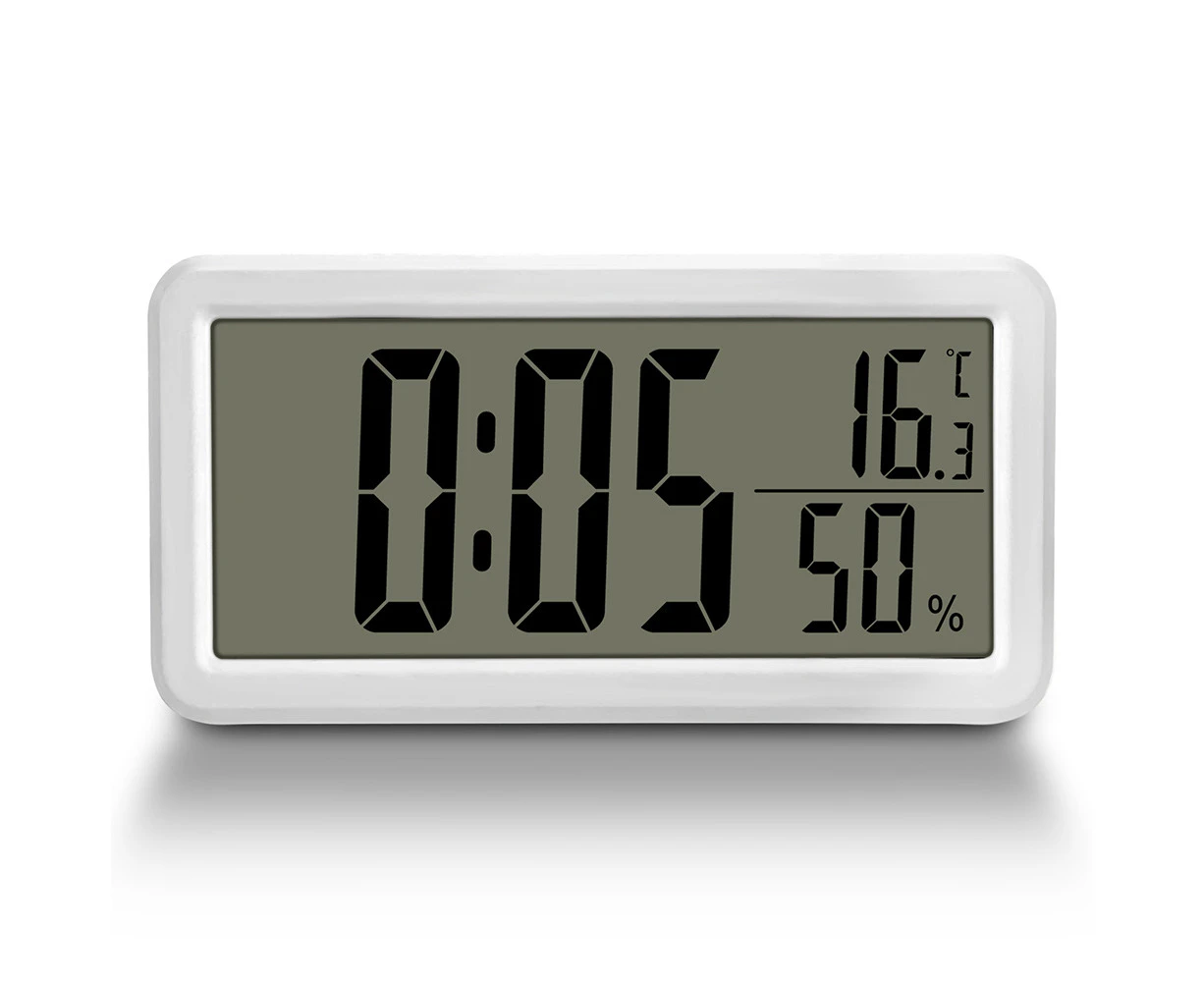 Led Wall Clock, 15CM Digital Alarm Clock - Led Clock with Indoor Temperature and Humidity, Wall Mount and Fold-able Stand