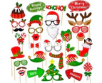 Christmas Photo Booth Props Selfie Props Accessories Santa Christmas Party 32pcs