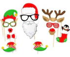 Christmas Photo Booth Props Selfie Props Accessories Santa Christmas Party 32pcs