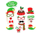 Christmas Photo Booth Props Selfie Props Accessories Santa Christmas Party 32pcs