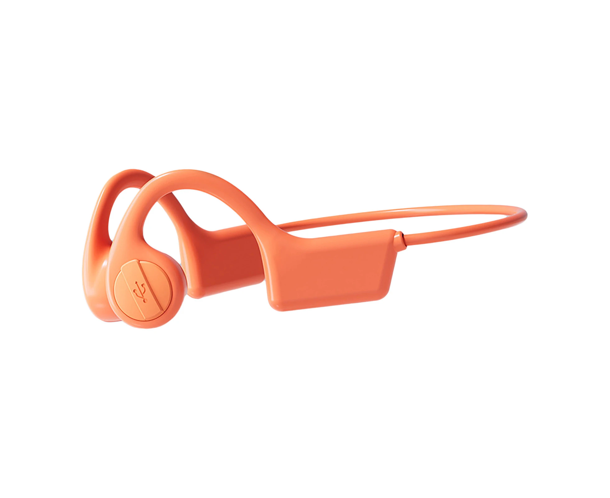 Bluetooth-compatible Earphone Ear Hook Bone Conduction Universal Sports Stereo Wireless Headphone for Running-Orange