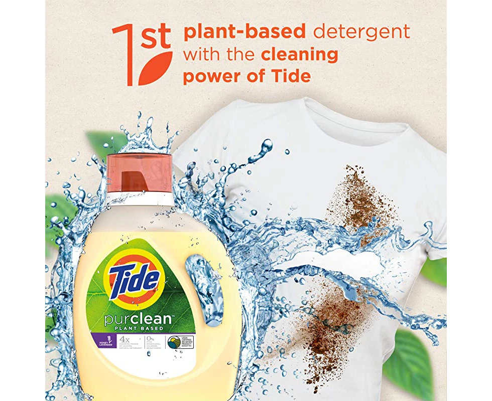 Tide Purclean Plant-Based Liquid Laundry Detergent, Honey Lavender Scent, 48 Loads, 2040ml