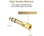 6.35mm 1/4" Male to 3.5mm 1/8" Female Stereo Headphone Adapter Gold Plated Audio Jack for Headphone Speaker Guitar Digital Piano Amplifier