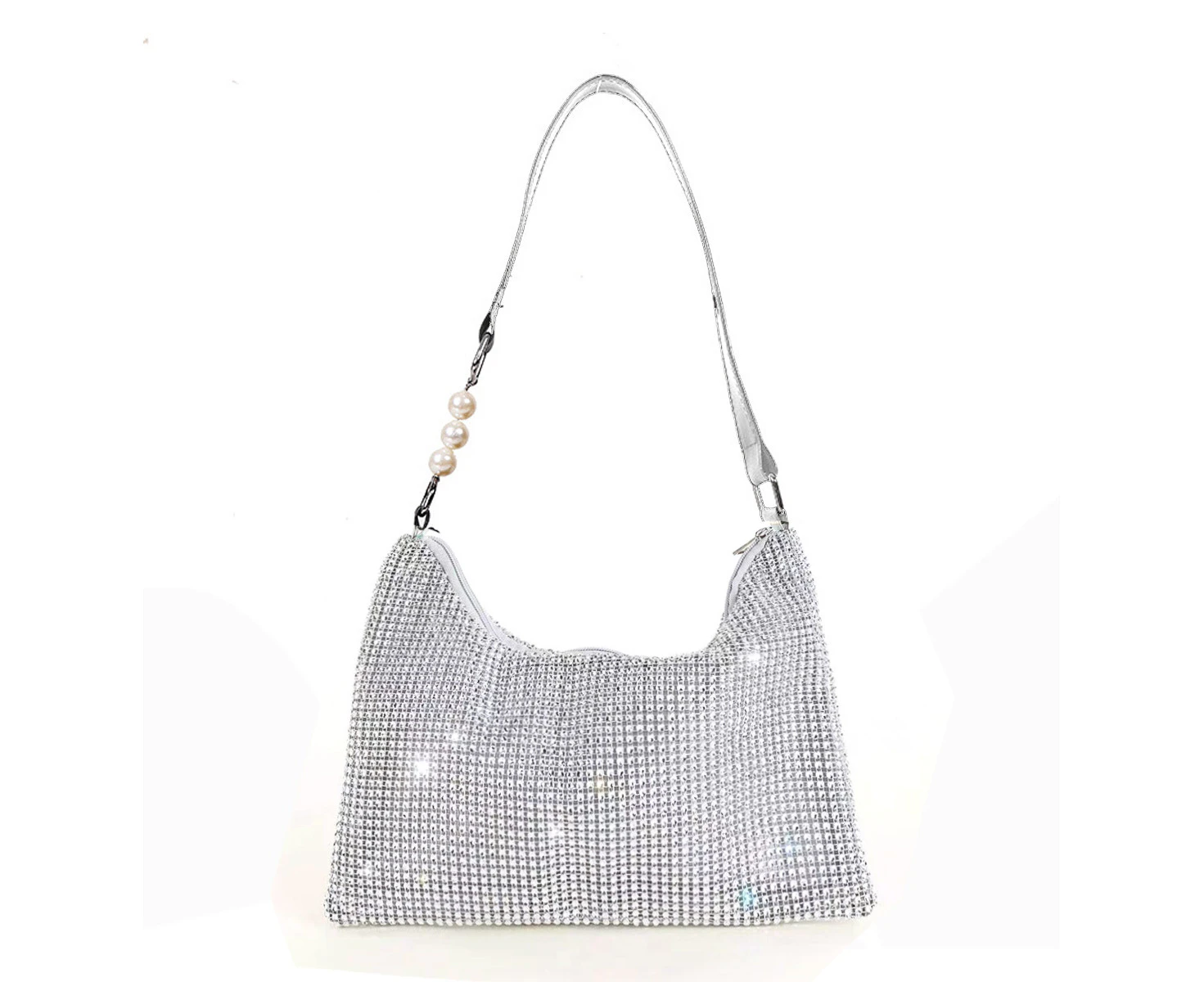 Fashion Shoulder Bag Simple Messenger Bag Chain Bag Casual Niche Underarm Bag,Silver