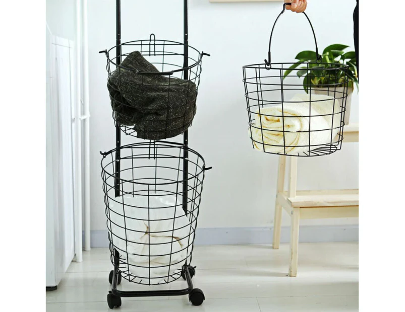 3- Tier Metal Wire Laundry Basket Dirty Clothes Storage Hamper