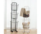 3- Tier Metal Wire Laundry Basket Dirty Clothes Storage Hamper