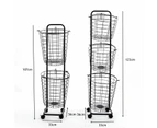 3- Tier Metal Wire Laundry Basket Dirty Clothes Storage Hamper