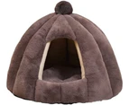 The Cat House Warm Pet Dog Kennel Bed Enclosed Thickening Rabbit Fur Cat Cage Nest (Large,Grey)