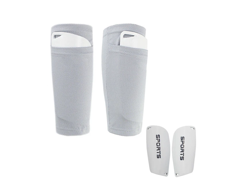 Shin Pads Sleeves For Football Matches, Cushioned Protection Reduces Vibration And Prevents Injuries-White-S