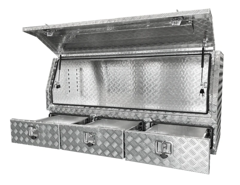 Half Side Open Toolbox with 3 Slide-out Drawers