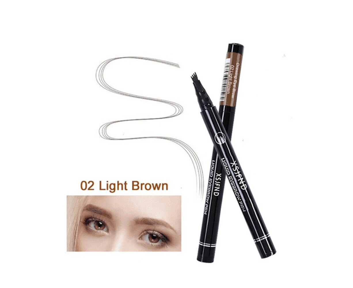 (Light Brown)Microblading Tattoo Eyebrow Ink Pen Eye Brow Pencil Brow Enhancer Stencil AU