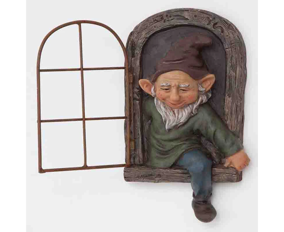 Kynup Garden Dwarf Statue Elves Go Out Tree Hug Garden Peekaboo Tree Sculpture