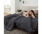 Chunky Knitted Blanket Throw Blanket Thick Yarn Blanket - Dark Grey