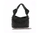 Women Stylish Handmade Rhinestone Knot Shoulder Bag Storage Pouch for Party-Black