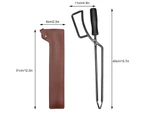 Fireplace Tongs - Log Burner Accessories - Coal Tongs With PU Leather Case - Grabber Stick For Bbq Campfire, Cooking, Kitchen, Grill, Pizza