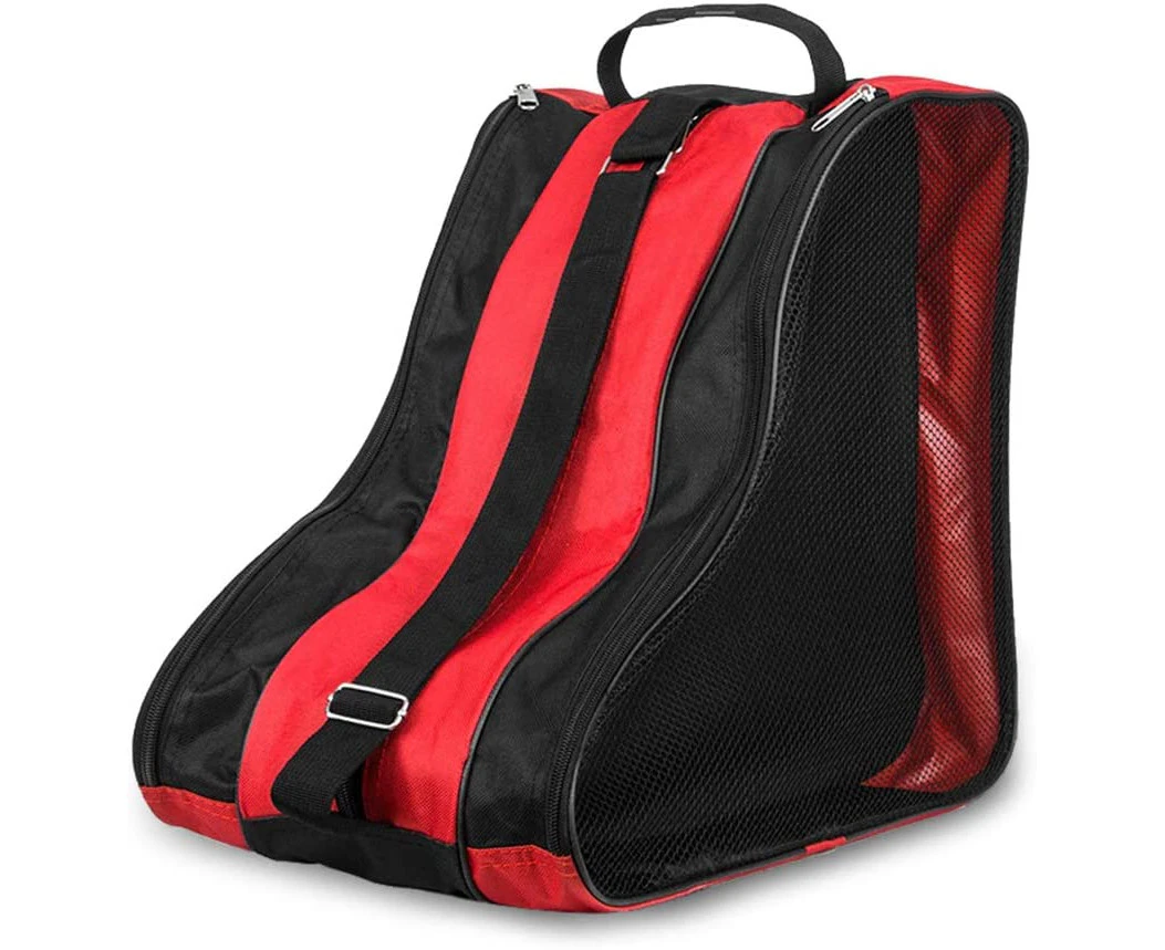 3 Layers Breathable Skate Carrying Bag For Children Roller Skates Inline Skates Ice Skates, Water Resistant Ice Skate Bag - Red