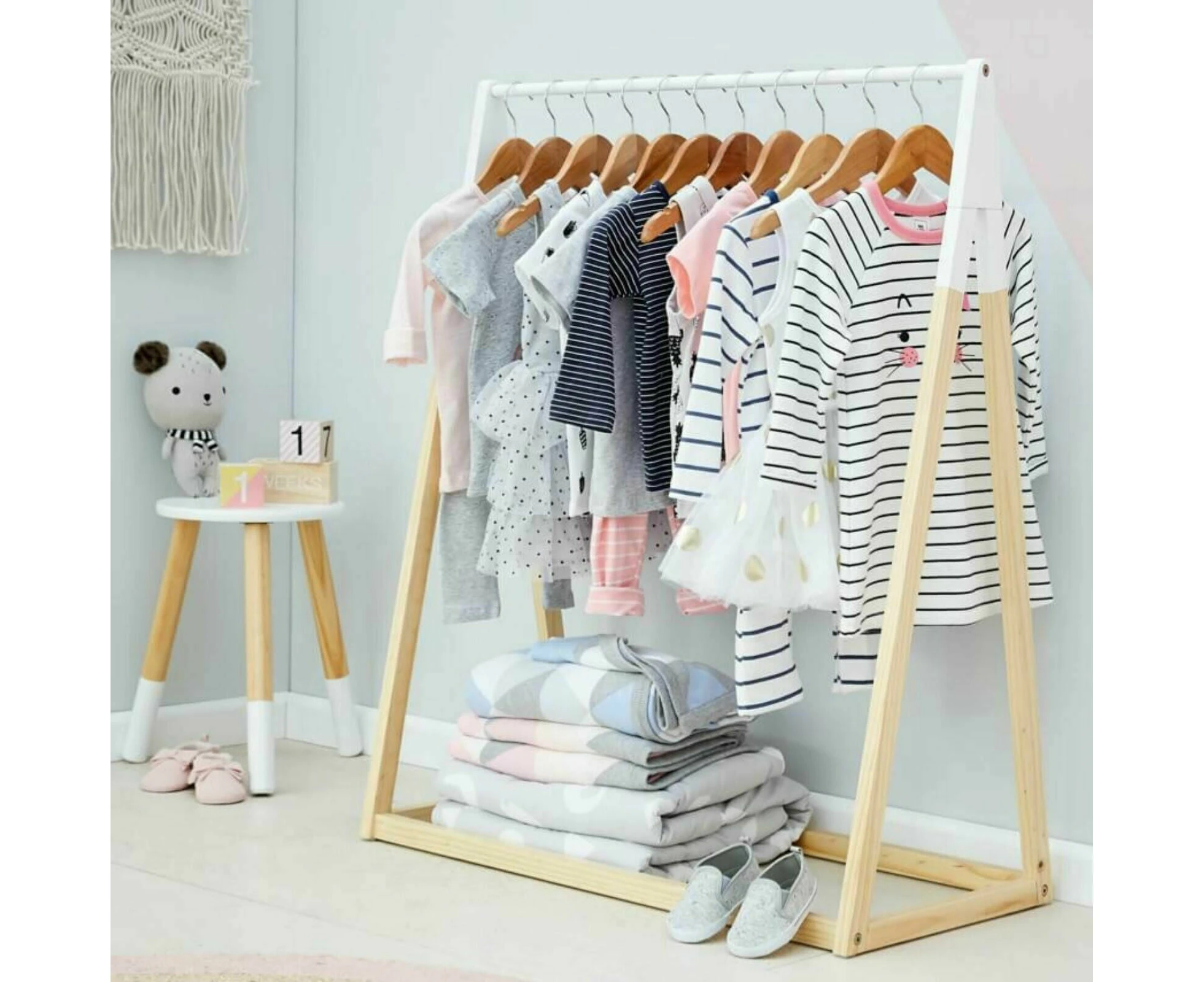 Nursery Clothes Rack Kids Garment Wooden Hanger