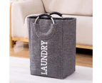 Portable Foldable Home Dirty Clothes Laundry Storage Box Basket with Handles-Dark Gray unique value