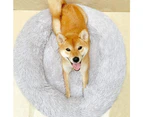 Faux Fur Dog Bed Cat Bed,Shag Round Anti-Anxiety Pet Calming Bed Doughnut Cuddler for Puppy Dog Cat Kennel Cushion Self Warming Bed (70*20cm, Light Grey)