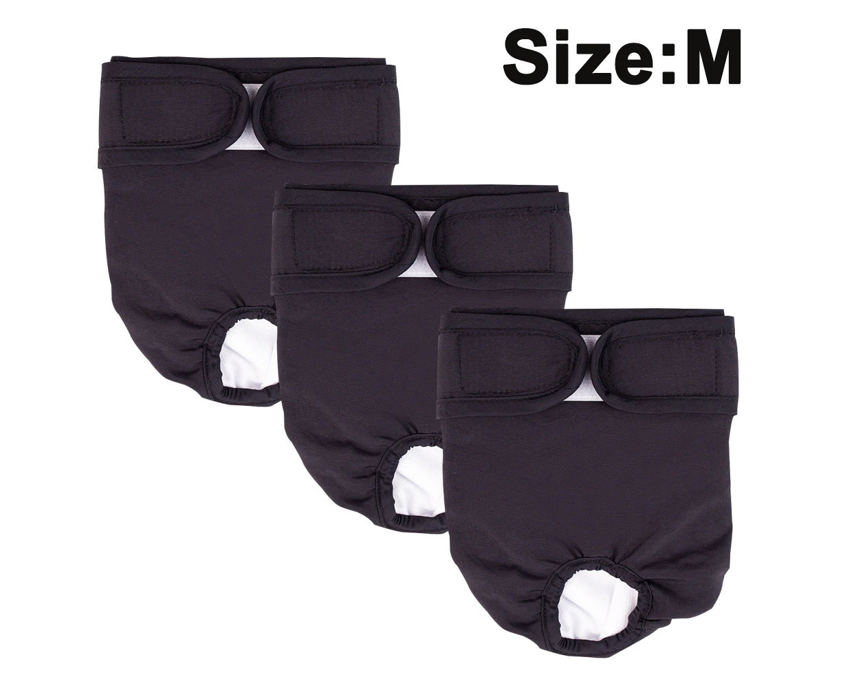 3 Pack Reusable Washable Dog Diaper Super Absorbent Dog Sanitary Pants Sanitary Nappies - Style 3, Size M