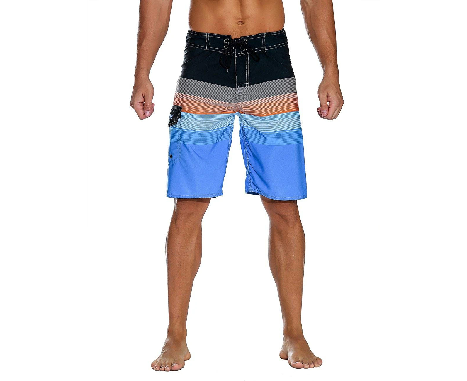 (32, Orange) - Nonwe Men's Sportwear Quick Dry Board Shorts with Lining