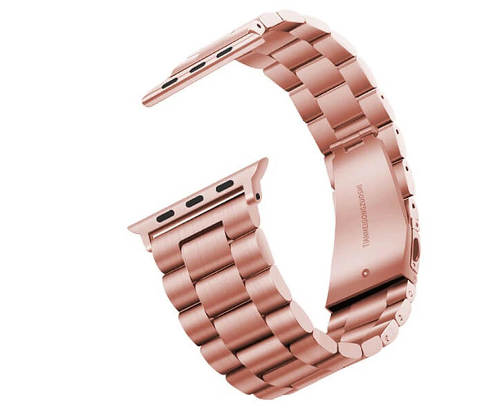 For Apple Watch Series 8 /7 /SE /6 /5 /4 /3 /2 /1 Replacement Wrist Band 42mm 44mm 45mm Stainless Steel Metal iWatch Wristband Loop Strap (Rose Gold)