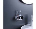 Toothbrush Rack Double Slot Universal ABS Ventilation Water Draining Electric Toothbrush Toothpaste Stand for Bathroom - Black