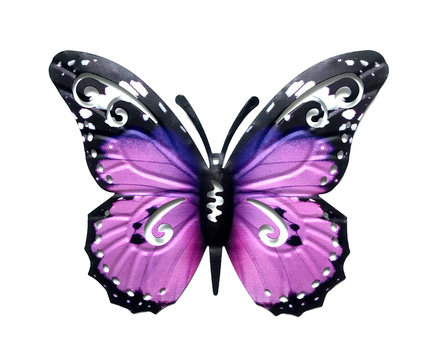 Metal Butterfly Wall Decoration Glass Outdoor Wall Art Sculpture Sky Garden Decoration Home Garden,Purple