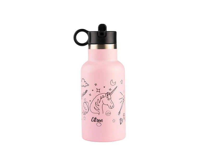 Little Big Water Bottle - QR-Enabled Lost-Proof 350ml - Pink Unicorn