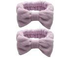 2Pcs Facial Headband for Bath Spa Makeup Bow Head Wrap Soft Head Cloth Purple