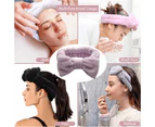 2Pcs Facial Headband for Bath Spa Makeup Bow Head Wrap Soft Head Cloth Purple