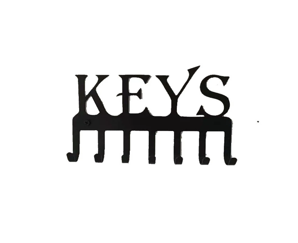 Key Holder for Wall Decorative Keys, Key Rack with 7 Hooks,Modern Key Hangers for Wall Decor, Room Decor (Black)$Decorative Metal Key Hook