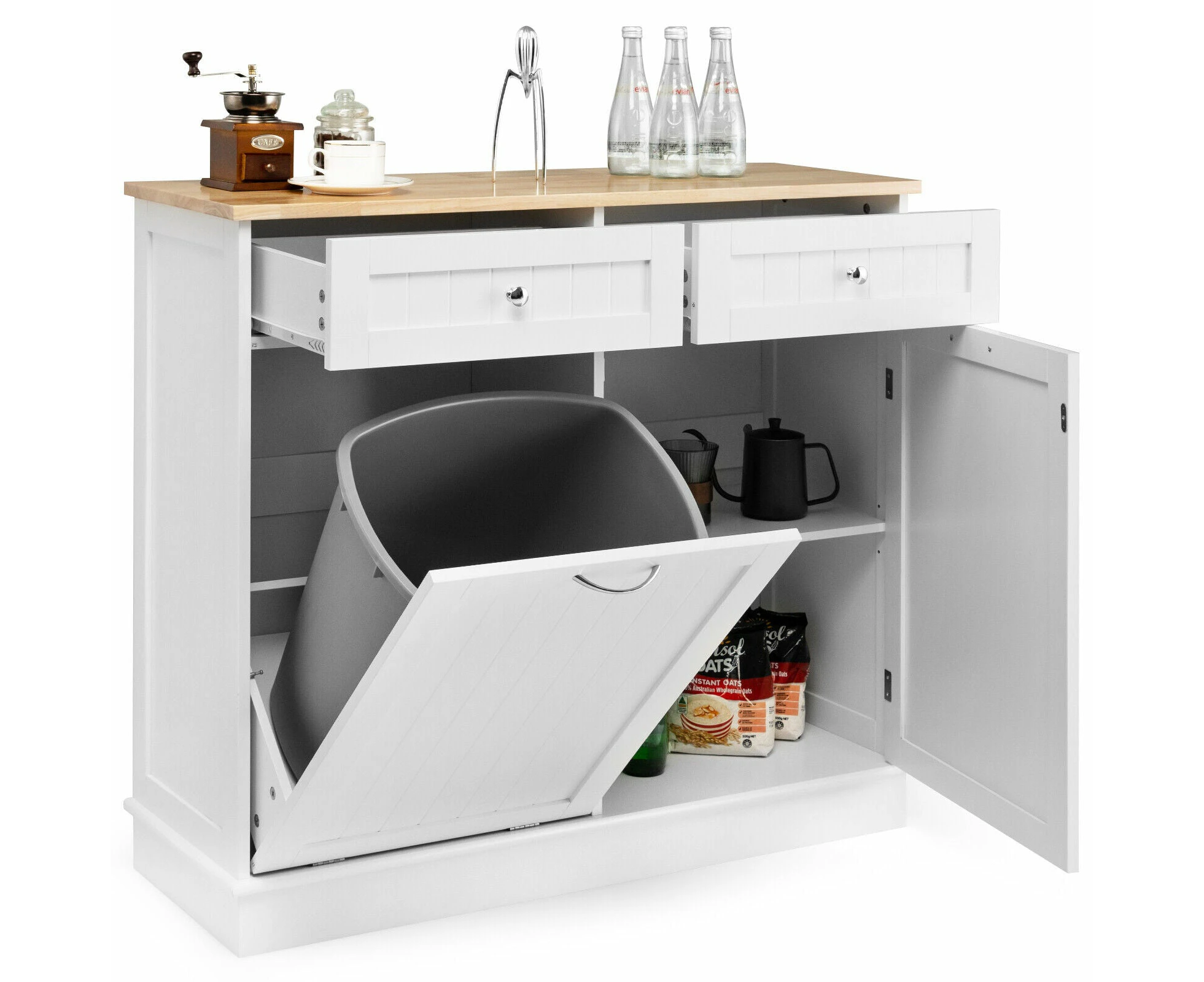 Sideboard Kitchen Storage Cabinet Tilt Out Bin Holder