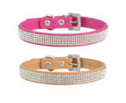 Rhinestone Dog Collar, Dazzling Sparkling Leather Dog Cat Rhinestone Collar Crystal Diamond Pet Dog Puppy Collar ST-4 S