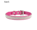 Rhinestone Dog Collar, Dazzling Sparkling Leather Dog Cat Rhinestone Collar Crystal Diamond Pet Dog Puppy Collar ST-4 S