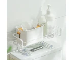 Hollow Over Toilet Shelf with Sucker Wrought lron Makeup Toiletries Bathroom Storage Rack for Kitchen - White