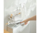 Hollow Over Toilet Shelf with Sucker Wrought lron Makeup Toiletries Bathroom Storage Rack for Kitchen - White