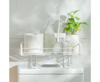 Hollow Over Toilet Shelf with Sucker Wrought lron Makeup Toiletries Bathroom Storage Rack for Kitchen - White